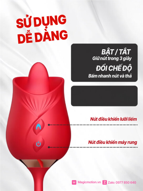 Sextoy hoa hồng 2 đầu rung thụt liếm Rose Licking