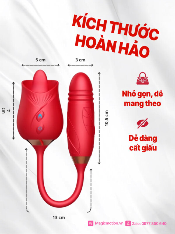 Sextoy hoa hồng 2 đầu rung thụt liếm Rose Licking