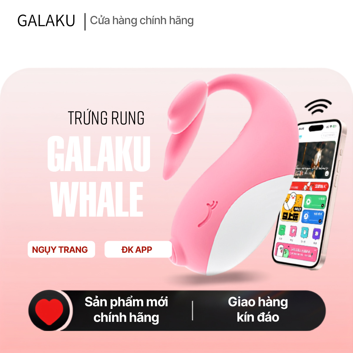 Trứng rung cá voi Galaku Whale điều khiển bằng remote và app