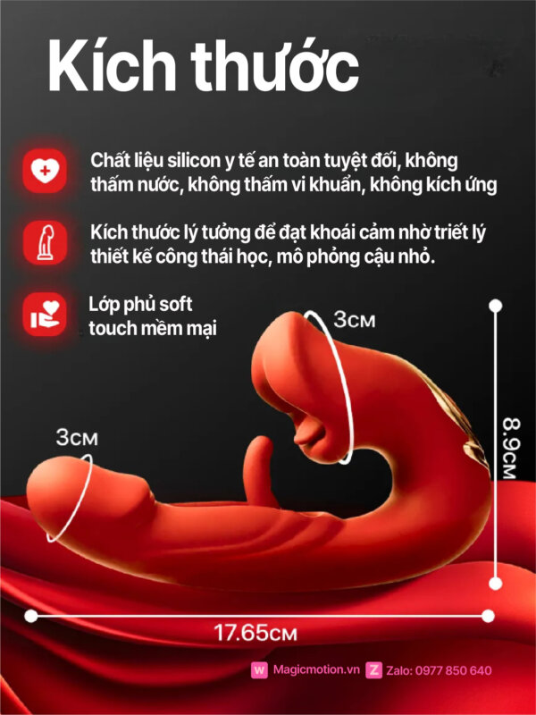 Sex toy đa năng 3 trong 1 liếm rung móc