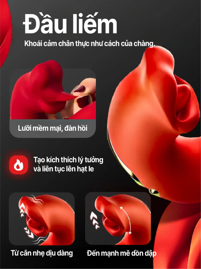 Đầu liếm hình miệng của sex toy đa năng 3 trong 1