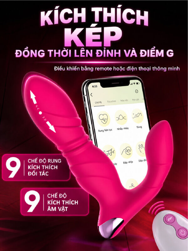 Sex toy rung thụt 2 đầu điều khiển từ xa bằng điện thoại Petal Duo