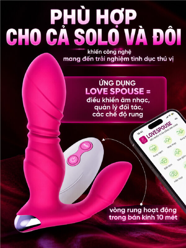 Sex toy rung thụt 2 đầu điều khiển từ xa bằng điện thoại Petal Duo