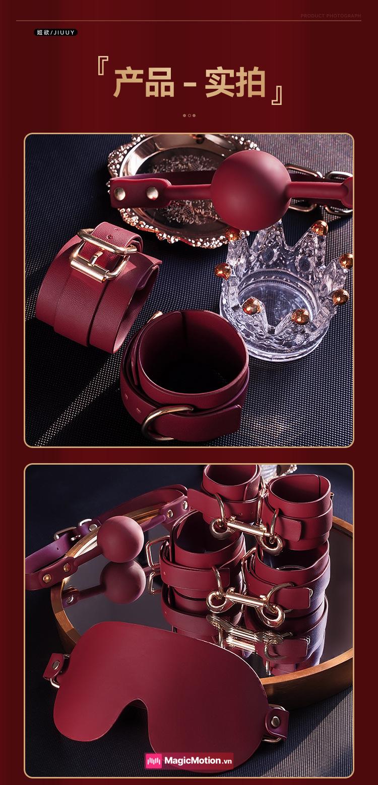 Bộ đồ chơi BDSM đỏ rượu ảnh thực tế