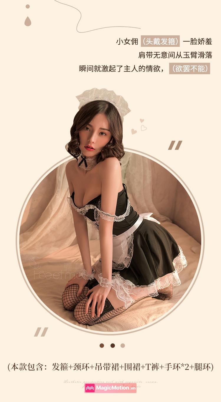 Đồ cosplay hầu gái trọn bộ gồm