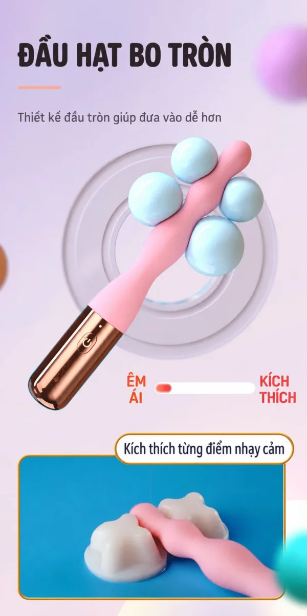 Gậy rung hậu môn Galaku Anal Bead đầu hạt bo tròn
