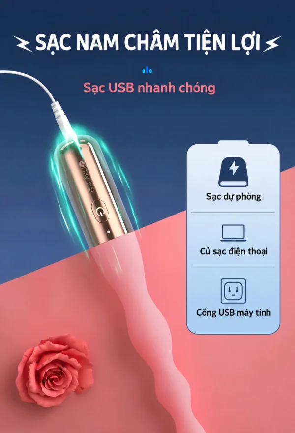 Gậy rung hậu môn Galaku Anal Bead sạc USB nhanh chóng