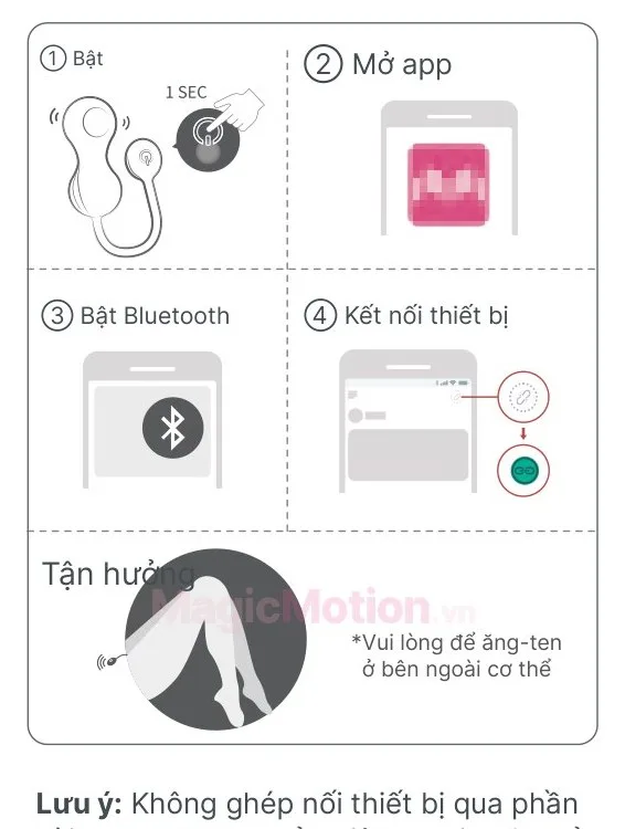 Các bước kết nối bóng kegel Crystal với app Magic Motion