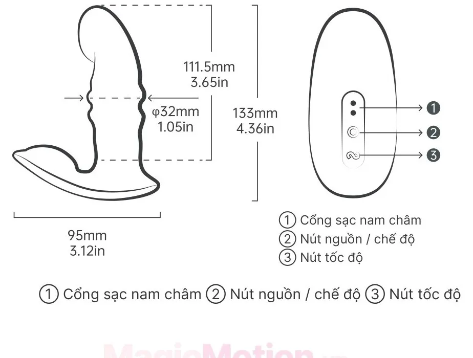 Cấu tạo và kích thước máy rung thụt Jive