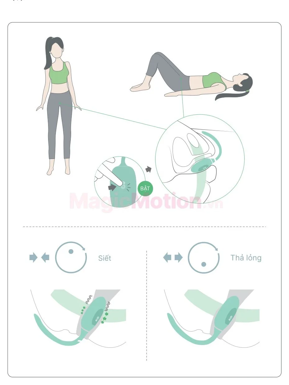 Tư thế tập kegel với Kegel Rejuve ở chế độ phản hồi lực