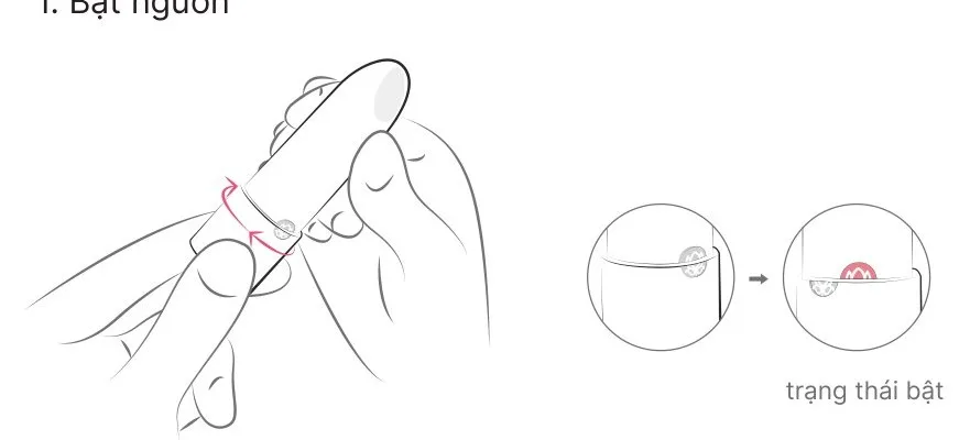 Xoay nắp dưới để bật, tắt Magic Lotos